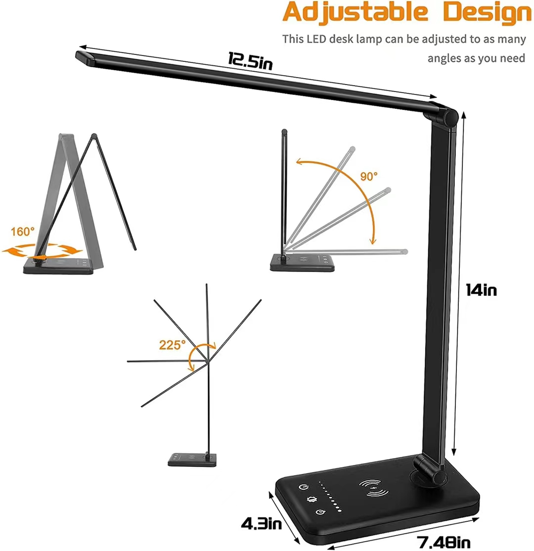 HH005E Eye Protection USB Charging Port Table Light Touch Control Wireless Charging Lamps LED Light Office Portable Rechargeable Lights