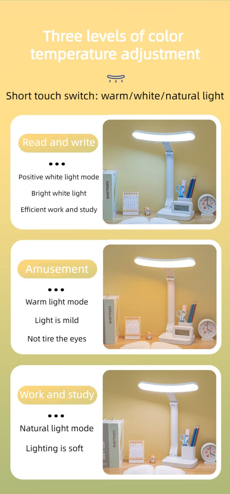 Stylish Arc Eye Table Light With Alarm Clock