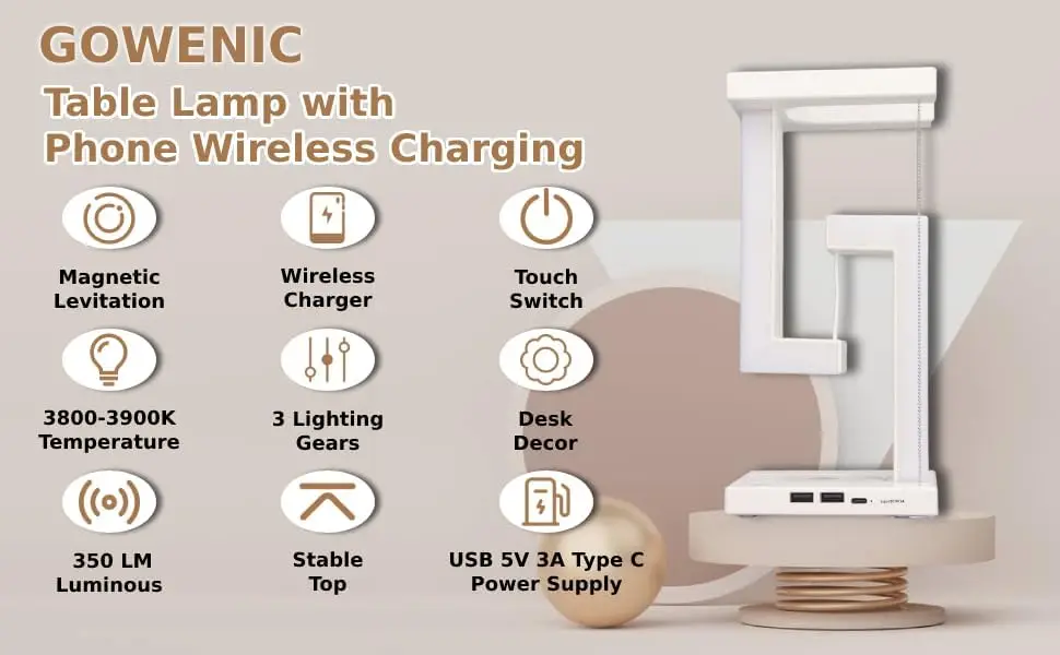 HHS020 Levitating Floating Wireless LED Desk Lamp