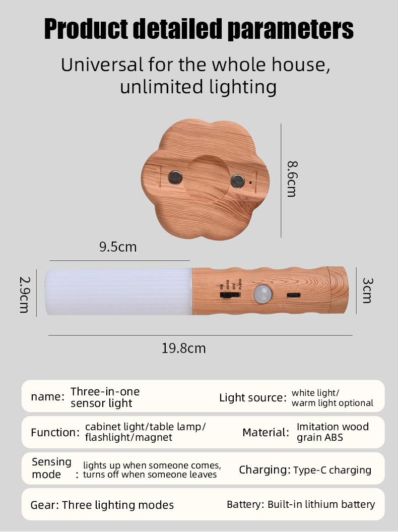 HHN-1860 LED Sensor Night Light With Torch Light