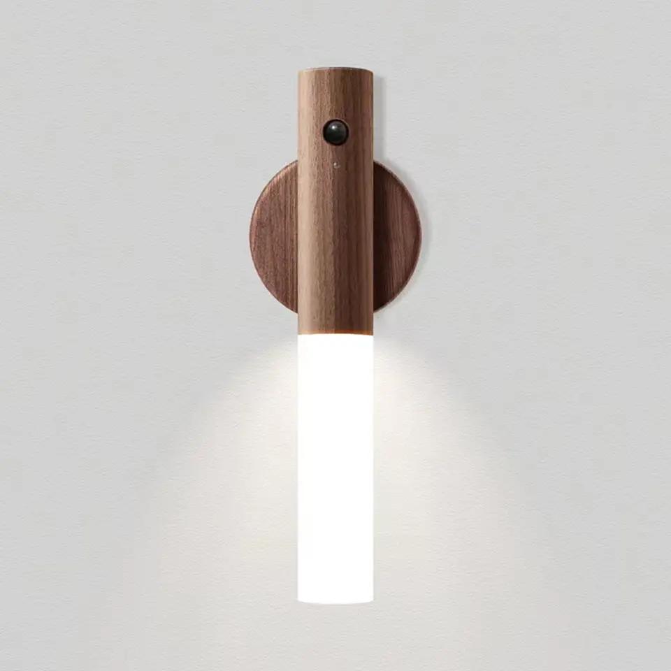 HH HB001 Rechargeable LED Light Sensor Light Motion Sensor LED  Night Lamp Wooden Magnetic Lights USB Charge for Wall Hallway Bedroom