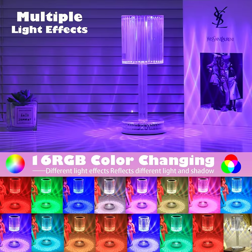 HHCR-02 LED Crystal Table Light Rechargeable Night Light